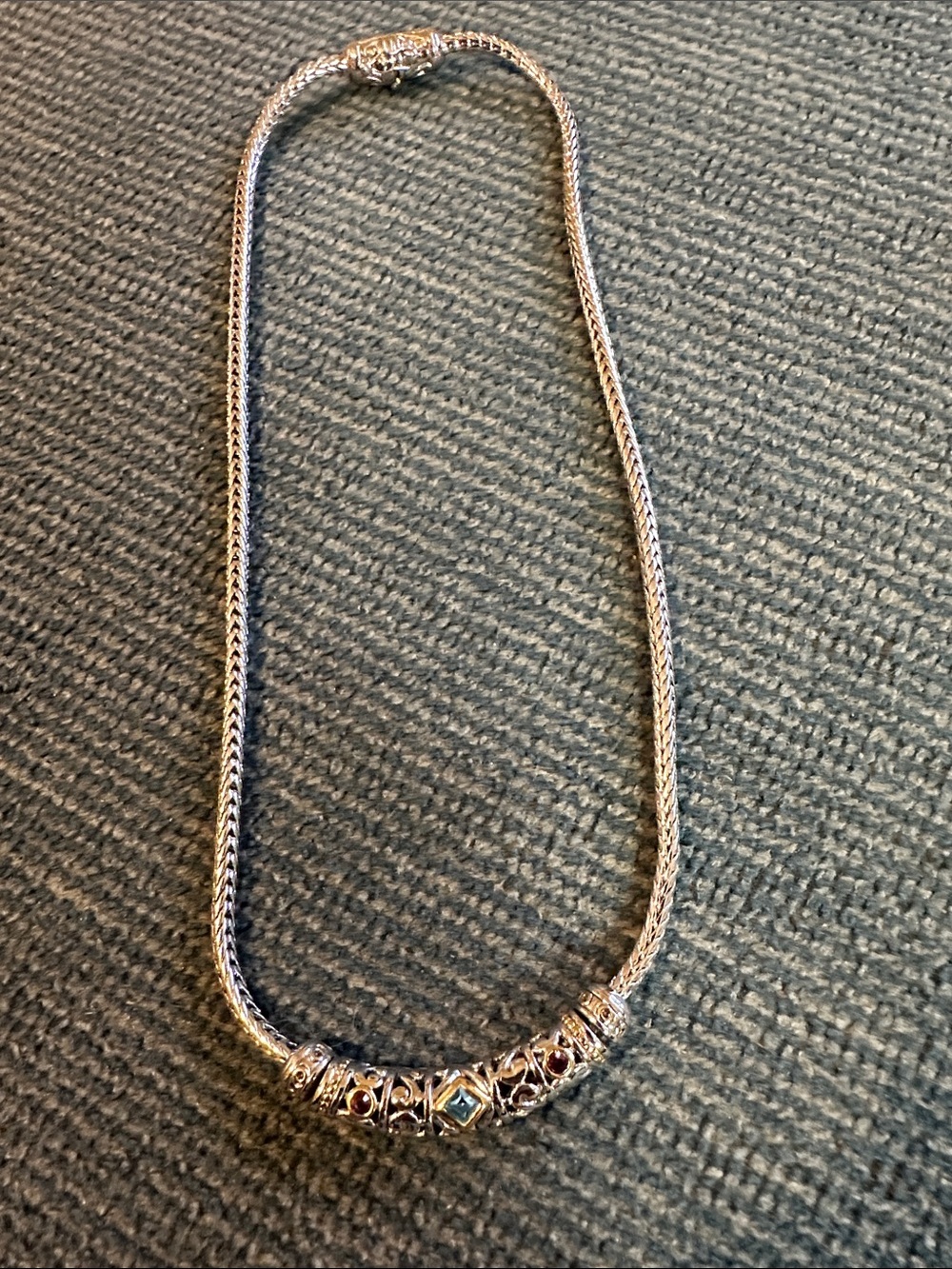 On Running Silver Filigree Bead Snake Chain Necklace